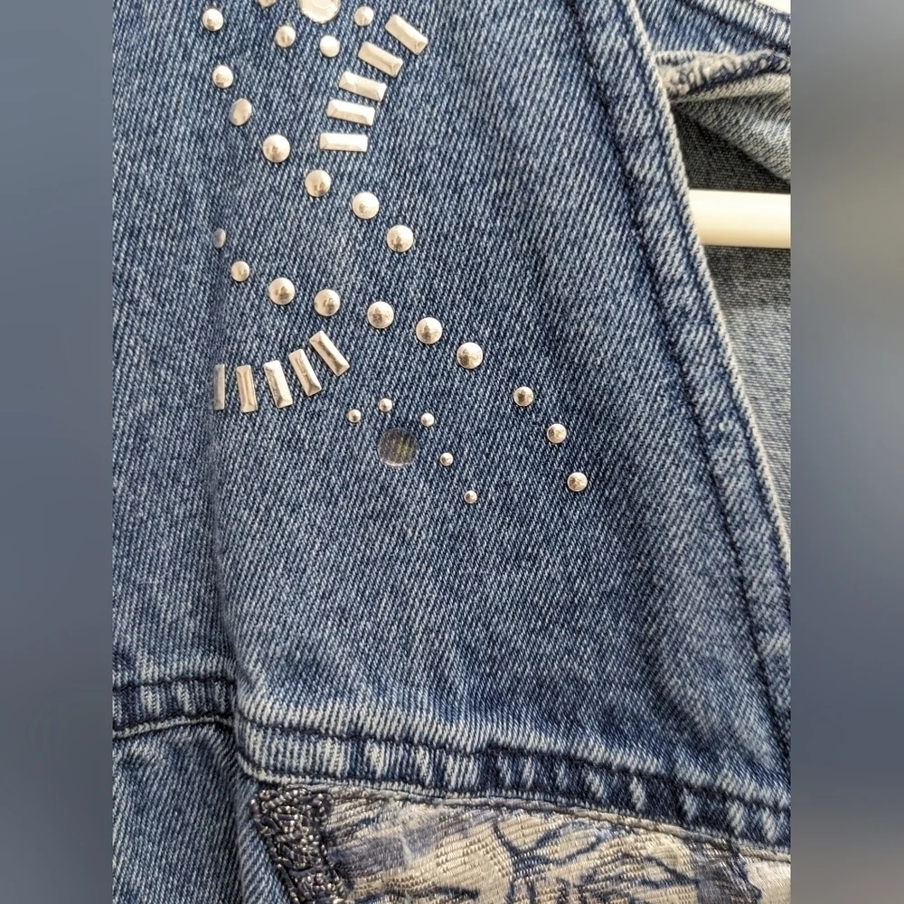 City Girl Sport vintage women's denim embellished vest size 14 - Picture 5 of 11